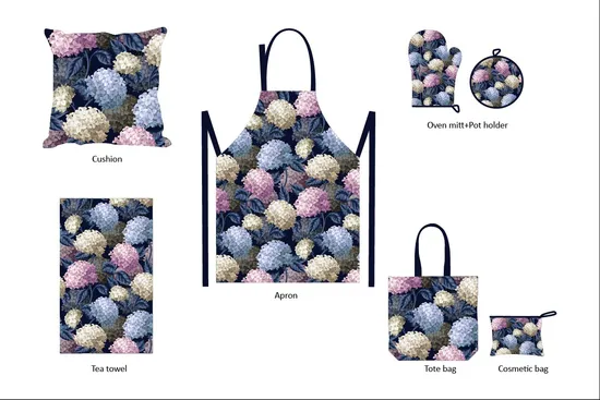 Customized Printed Hydrangea Polyester or Cotton Kitchen Textiles 