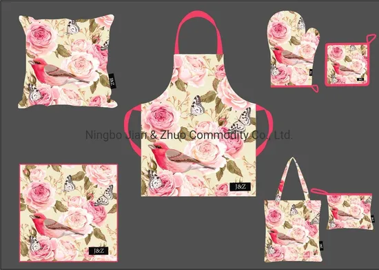 Custom Digital Print Rose and Bird Polyester or Cotton Kitchen Textile 