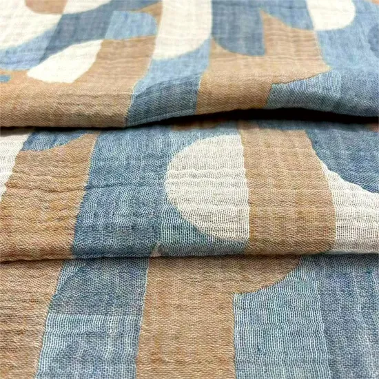 Superior Durability Cotton Muslin Gauze Yarn Dye Jacquard Fabric for Baby Swaddle 