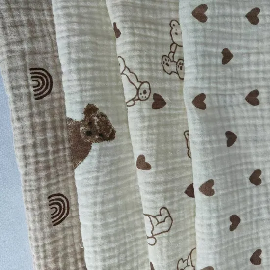 Wholesale High Quality 100% Cotton Crepe Gauze Fabric for Baby Usage 