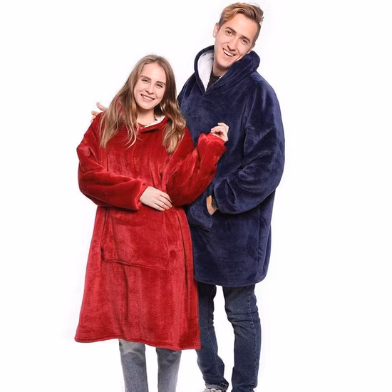 One Size Fits All Custom Design Huggle Kids Sherpa Plush Outdoor Hoodie Sweatshirt Blanket Factory