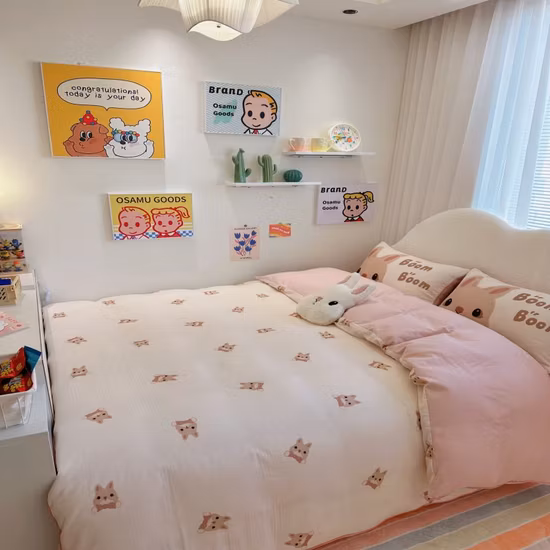 Cute and Lovely Cartoon Printed Kids Bedding Comforter Set