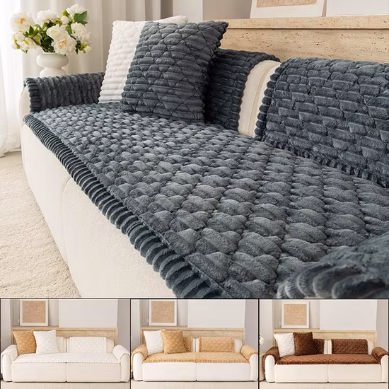 Flannel Pet Friendly Anti Cat Scratch Non Slip Seat Cushion Cushion Cover Universal Indoor Living Room Couch Protective Pad 