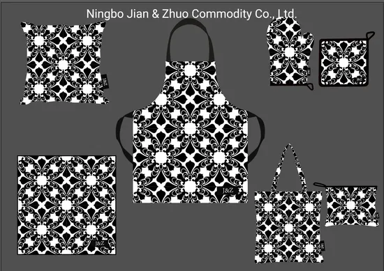 Custom Digital Print Black and White Decors Household Textiles Kitchen Textileused for The Kitchen, Home Decoration, and Shopping 